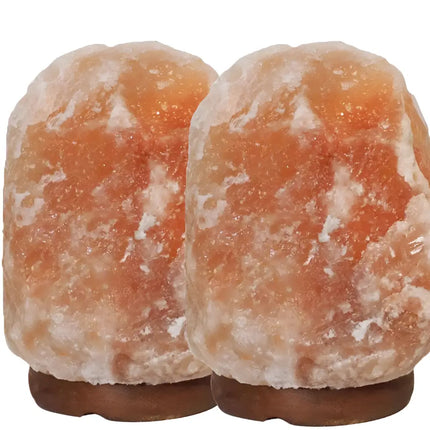 3-5kg Himalayan Salt Lamp on Timber Base | Twin Value Pack - Home & Garden > Lighting > Night Lights & Ambient Lighting