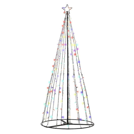 Cone-shaped Christmas tree with colorful lights from 3.6M Christmas Tree 400 LED Solar Jingle Jollys