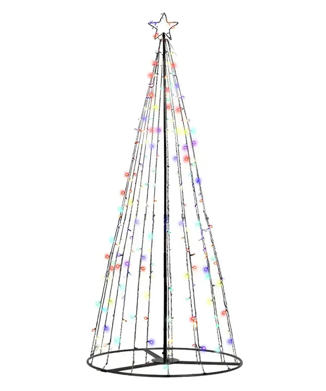 Cone-shaped Christmas tree with colorful lights from 3.6M Christmas Tree 400 LED Solar Jingle Jollys