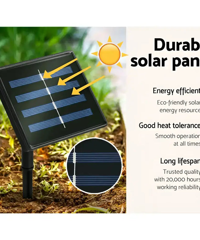Durable solar panel with high energy efficiency heat tolerance and long lifespan on 3.6M Christmas Tree 400 LED Solar Jingle Jollys