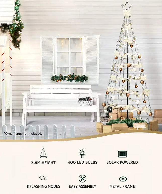 Outdoor Christmas Tree with Lights for the 3.6M Christmas Tree 400 LED Solar Jingle Jollys