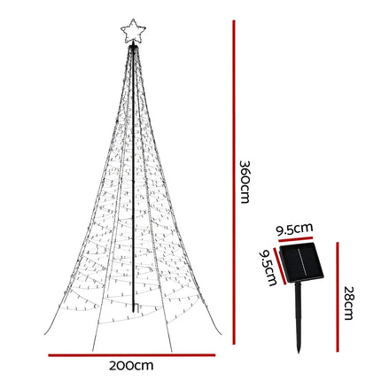 Christmas Tree with Solar Panel from 3.6M Christmas Tree 800 LED Solar Net Lights Jingle Jollys