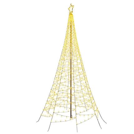 Illuminated Christmas Tree-Shaped Light Display with 800 LED Solar Net Lights