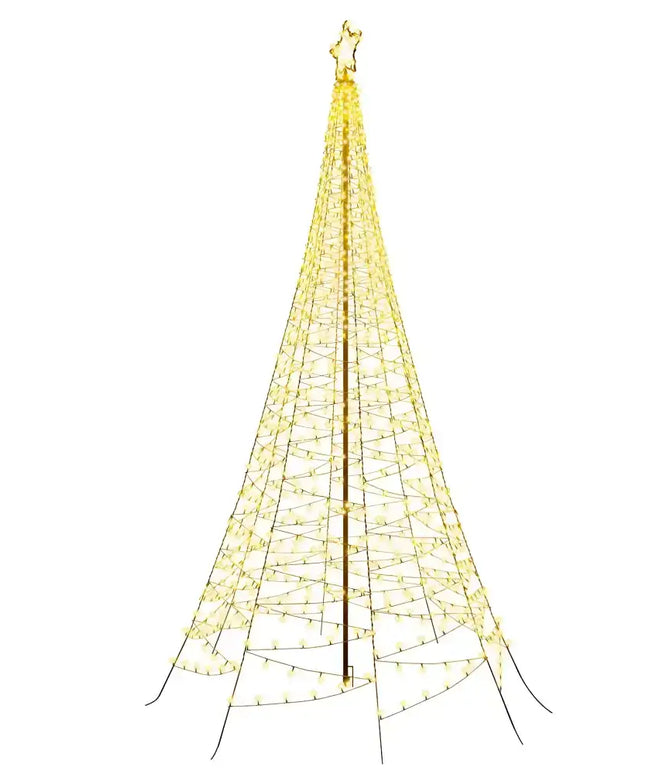 Illuminated Christmas Tree-Shaped Light Display with 800 LED Solar Net Lights