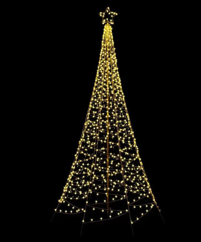Illuminated 3.6M Christmas Tree with star featuring 800 LED Solar Net Lights by Jingle Jollys