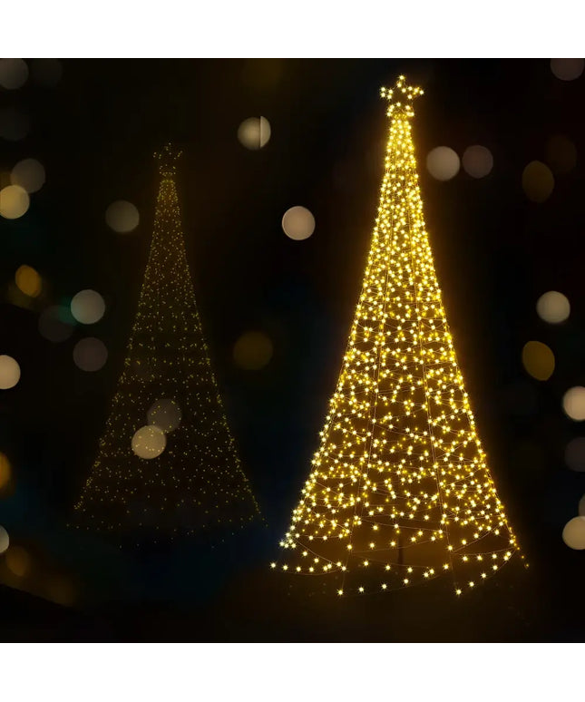 Illuminated Christmas tree structures with 800 LED solar net lights from Jingle Jollys
