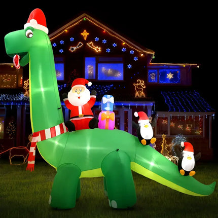 Inflatable Christmas Dinosaur decoration from 3.8M Giant Christmas Inflatable Santa Dinosaur collection
