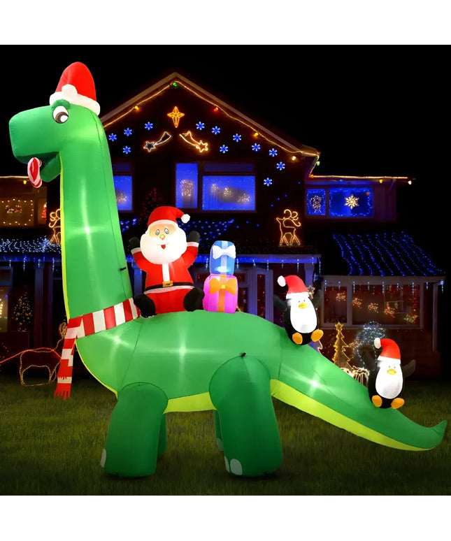 Inflatable Christmas Dinosaur decoration from 3.8M Giant Christmas Inflatable Santa Dinosaur collection
