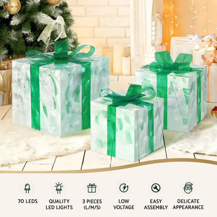 3 PCS Christmas Lights 70 LED Fairy Light Gift Box Jingle Jollys - Occasions > Christmas > Outdoor Decorations & Lights