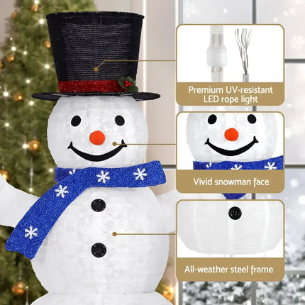 Illuminated snowman decoration with LED fairy lights for festive holiday decor