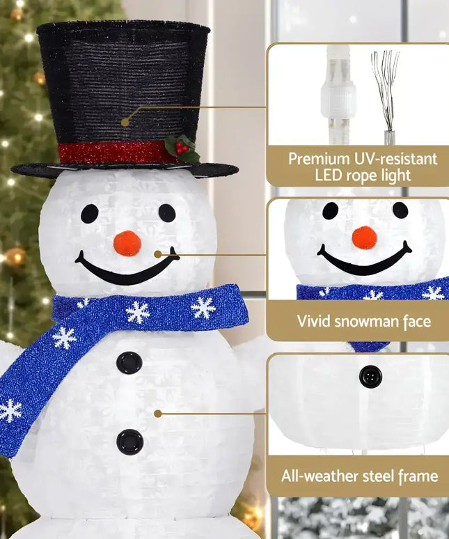 Illuminated snowman decoration with LED fairy lights for festive holiday decor