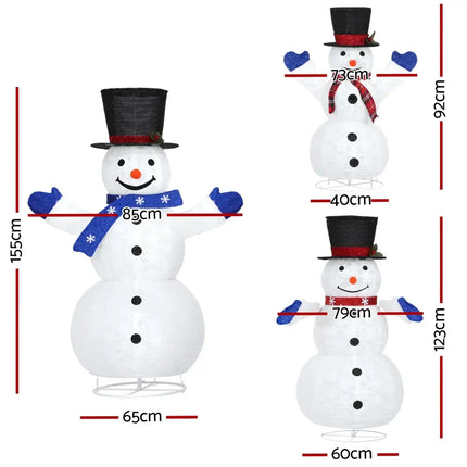Illuminated snowman decorations with dimensions from the 3 PCS LED Fairy Light Snowman Decorations product