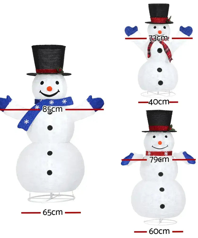 Illuminated snowman decorations with dimensions from the 3 PCS LED Fairy Light Snowman Decorations product