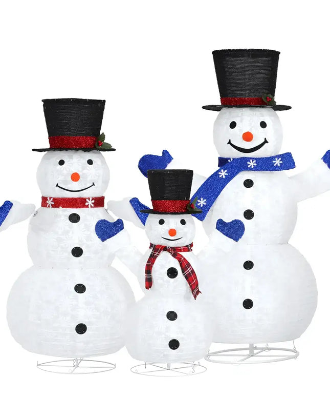 Decorative snowmen with LED fairy lights for holiday home decoration