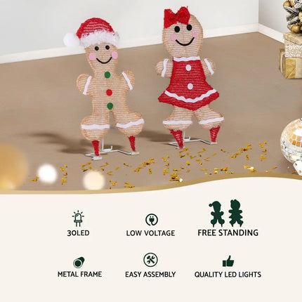 30 LED Christmas Lights Gingerbread Motif Fairy Light Decoration Jingle Jollys - Occasions > Christmas > Outdoor