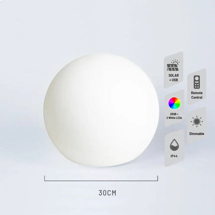 30cm Outdoor Solar-Powered RGB LED Orb Light | Waterproof Garden Mood Lamp - Home & Garden > Garden Lights > Other