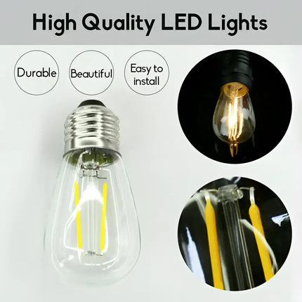 LED light bulb from 30m Black Hanging Solar Festoon String Lights with 30 Bulb Plug-in Kit