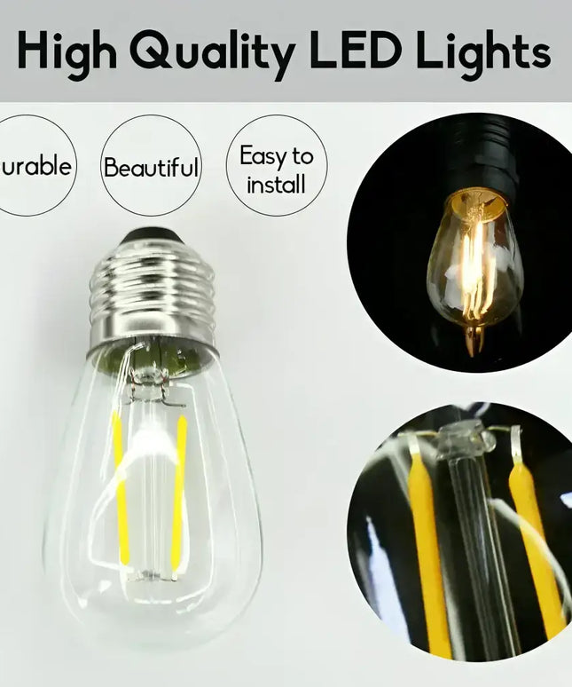 LED light bulb from 30m Black Hanging Solar Festoon String Lights with 30 Bulb Plug-in Kit