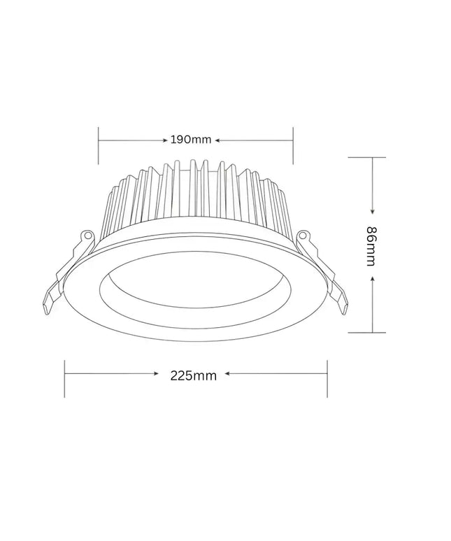 30W COB Tri-Colour Dimmable Aluminium LED Downlight 190mm cut out