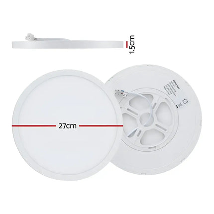 Round white LED ceiling light with dimensions for 31W Tri Colour Ultra-THIN LED Oyster Lamp 30cm
