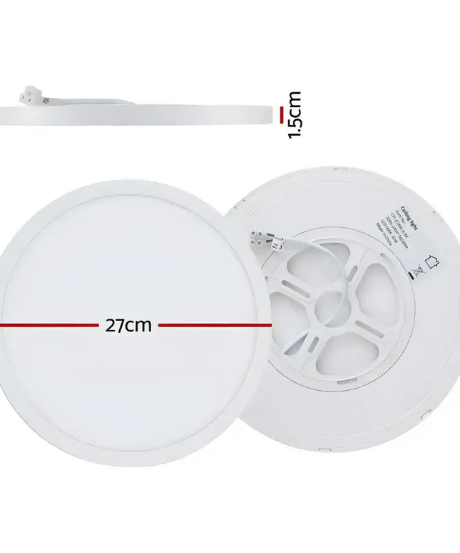 Round white LED ceiling light with dimensions for 31W Tri Colour Ultra-THIN LED Oyster Lamp 30cm