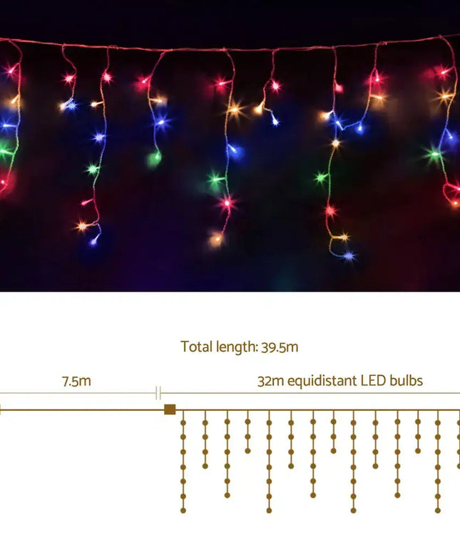 32M Christmas Icicle Lights 960 LED Multi-coloured - Occasions > Christmas > Outdoor Decorations & Lights