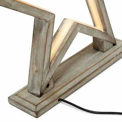 33cm Bamboo Star LED Table Lamp Light Modern Bedside - Antique Timber - Home & Garden > Lighting