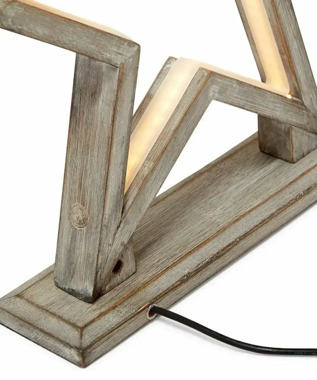 33cm Bamboo Star LED Table Lamp Light Modern Bedside - Antique Timber - Home & Garden > Lighting