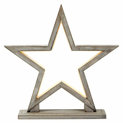 33cm Bamboo Star LED Table Lamp Light Modern Bedside - Antique Timber - Home & Garden > Lighting