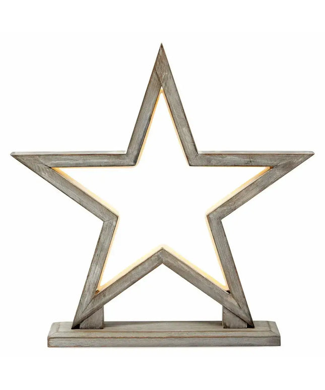 33cm Bamboo Star LED Table Lamp Light Modern Bedside - Antique Timber - Home & Garden > Lighting