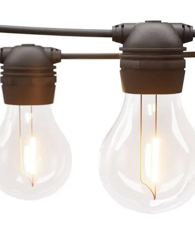 34m Black Solar Festoon String Lights with 30 Bulb Plug in Kit - Home & Garden > Lighting