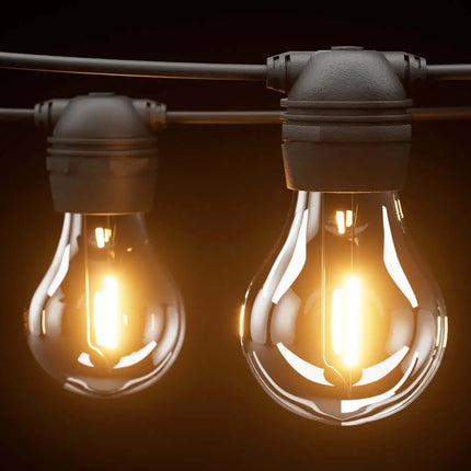 34m Black Solar Festoon String Lights with 30 Bulb Plug in Kit - Home & Garden > Lighting