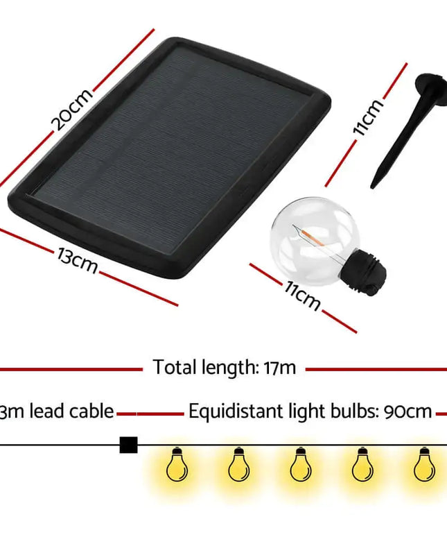34m Black Solar Festoon String Lights with 30 Bulb Plug in Kit - Home & Garden > Lighting