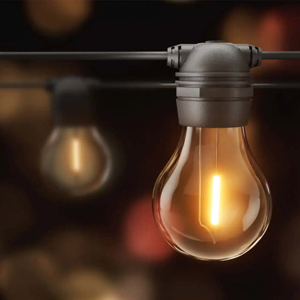 34m Black Solar Festoon String Lights with 30 Bulb Plug in Kit - Home & Garden > Lighting