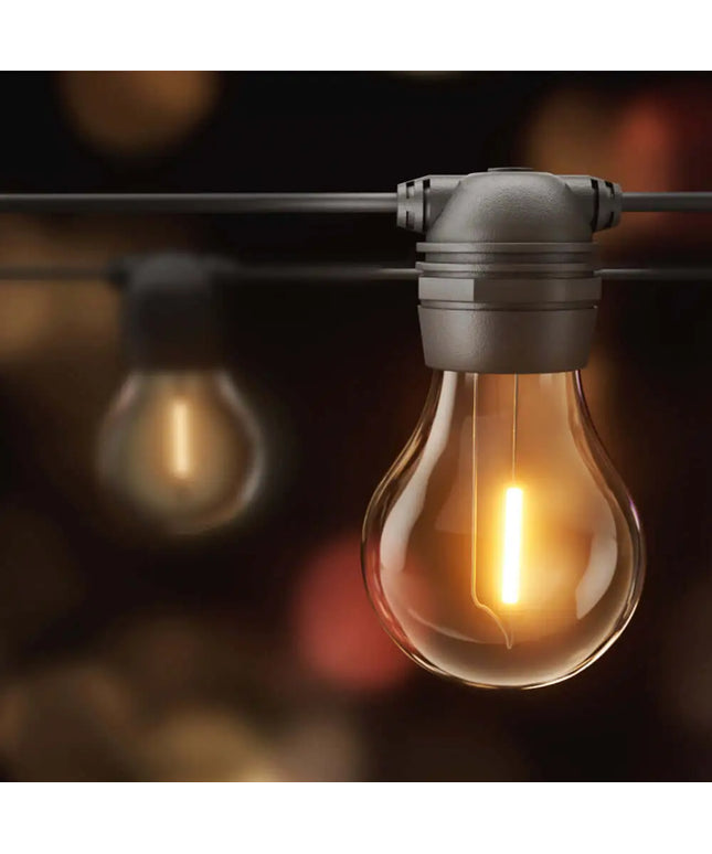 34m Black Solar Festoon String Lights with 30 Bulb Plug in Kit - Home & Garden > Lighting