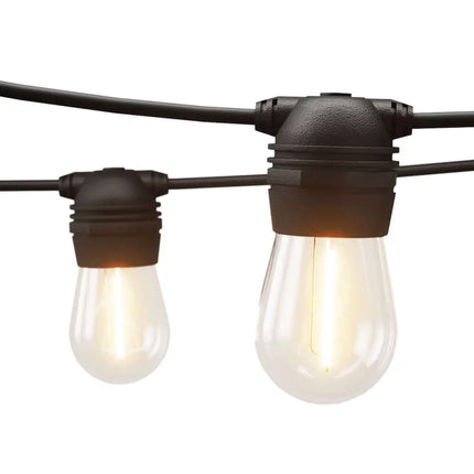 34m Black Solar Festoon String Lights with 30 Bulb Plug in Kit - Home & Garden > Lighting