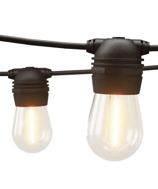 34m Black Solar Festoon String Lights with 30 Bulb Plug in Kit - Home & Garden > Lighting
