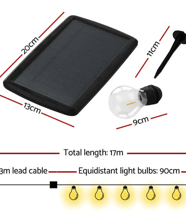 34m Black Solar Festoon String Lights with 30 Bulb Plug in Kit - Home & Garden > Lighting