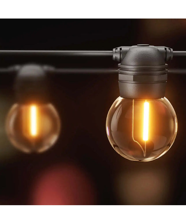 34m Black Solar Festoon String Lights with 30 Bulb Plug in Kit - Home & Garden > Lighting