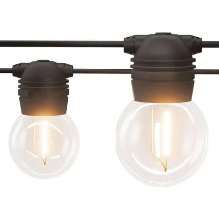 34m Black Solar Festoon String Lights with 30 Bulb Plug in Kit - Home & Garden > Lighting