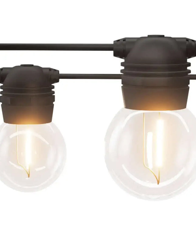 34m Black Solar Festoon String Lights with 30 Bulb Plug in Kit - Home & Garden > Lighting