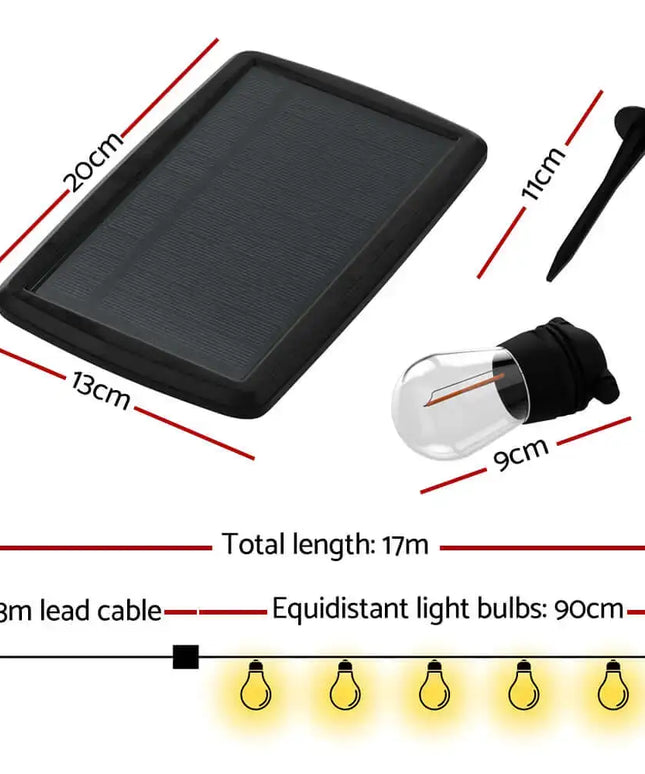 34m Black Solar Festoon String Lights with 30 Bulb Plug in Kit - Home & Garden > Lighting