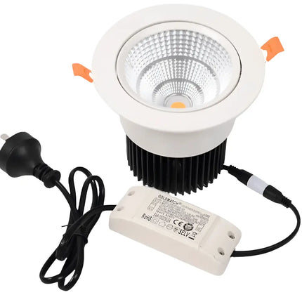 35W COB Tilt Tri Colour Dimmable LED Downlight 150mm cut out