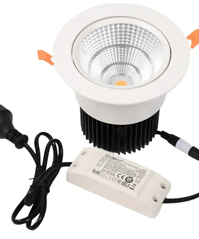 35W COB Tilt Tri Colour Dimmable LED Downlight 150mm cut out