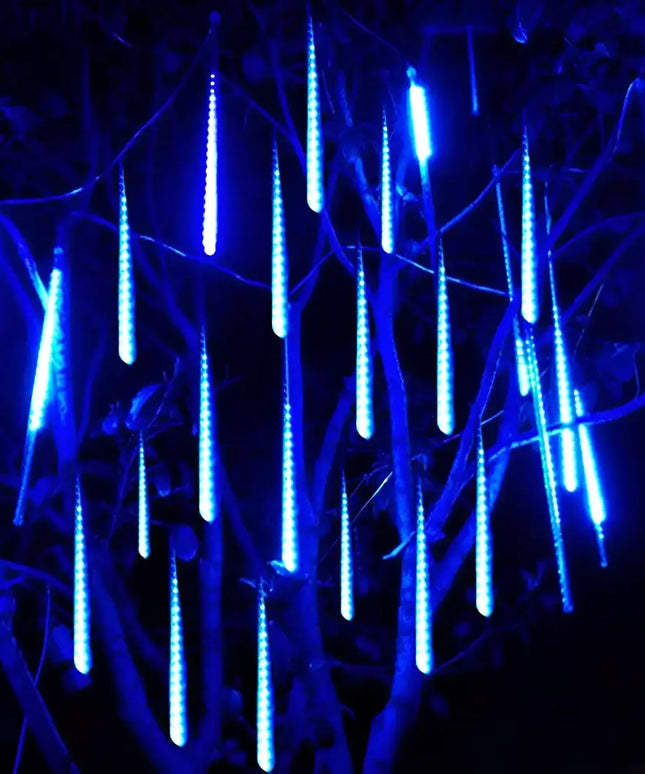 Blue LED meteor shower rain string lights for outdoor decoration and Christmas displays