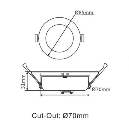 3A Lighting DL1270 10W LED Downlight 70mm – Tri Colour Dimmable IP54 Home & Garden > Lighting > Ceiling Lights