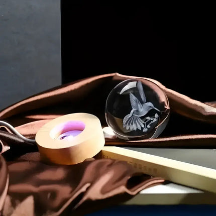 3D Hummingbird Crystal Ball Laser Engraved Home Decoration