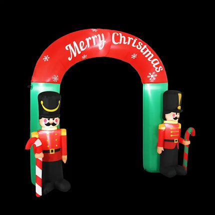 Inflatable Christmas archway with illuminated toy soldiers for holiday decorations