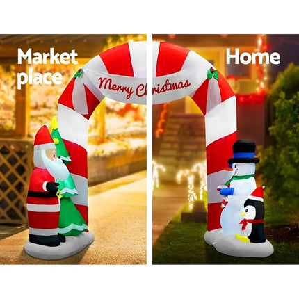 3M Christmas Inflatable Archway with Santa Xmas Decor LED Dropli, Occasions > Lights, jingle-jollys-3m-christmas-inflatable-archway-with-santa-xmas-decor-led