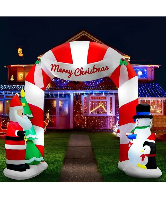 3M Christmas Inflatable Archway with Santa Xmas Decor LED Dropli, Occasions > Lights, jingle-jollys-3m-christmas-inflatable-archway-with-santa-xmas-decor-led